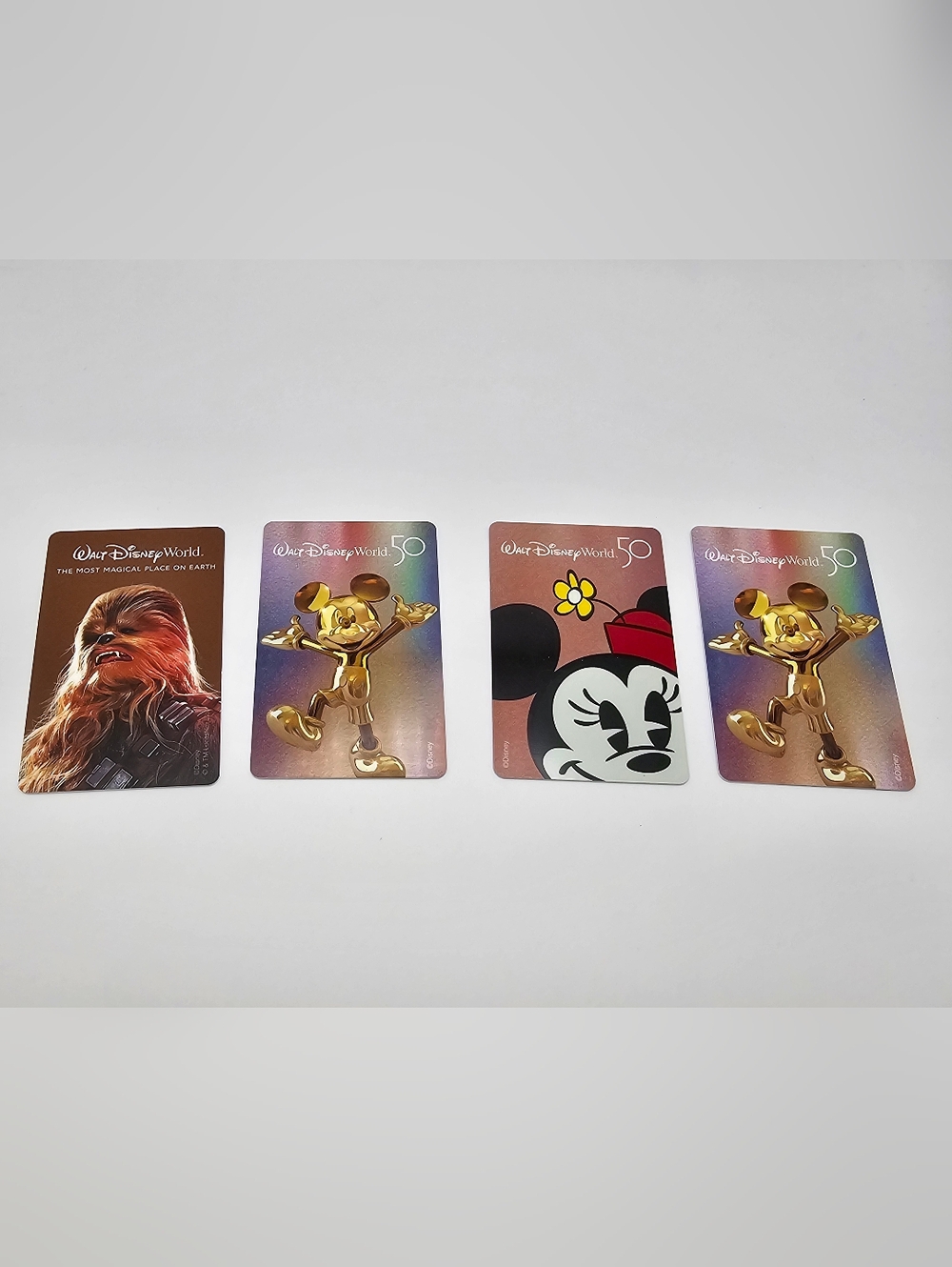 Disney Gold- 50th Anniversary Ticket Cards  Chewbacca & Multicolor Mickey/Minnie